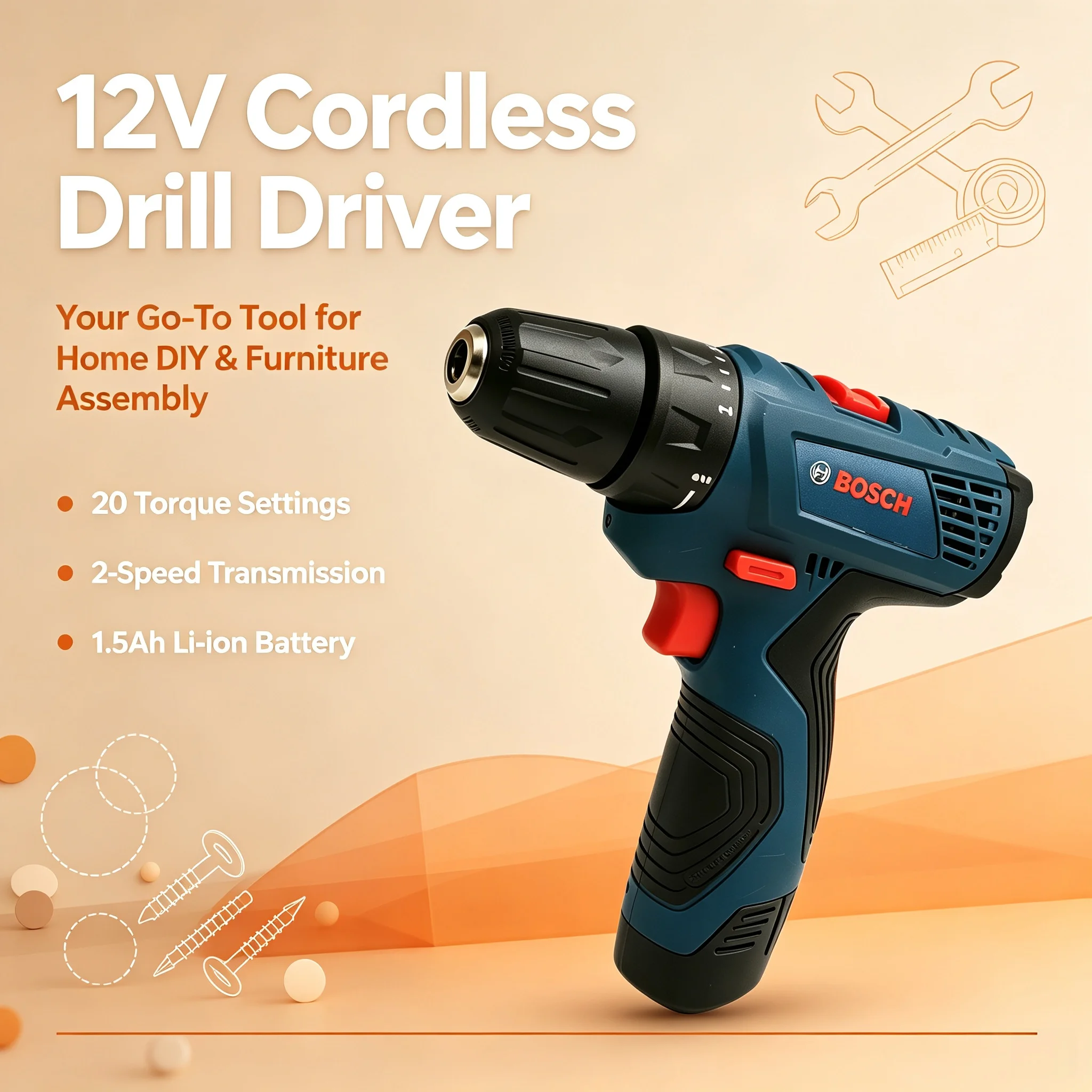 Power Tools For Home - Bosch GSR120 Multi-Function Hand Drill, 12V